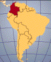 Mapa sur America y el pais Colombia