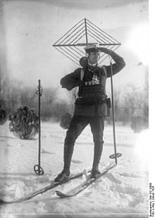 Radioaficionado aleman en sus esquies en 1924